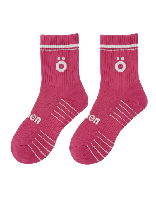 Pair of magenta höhen sports socks for women, technical design with support and comfortable fit for training
