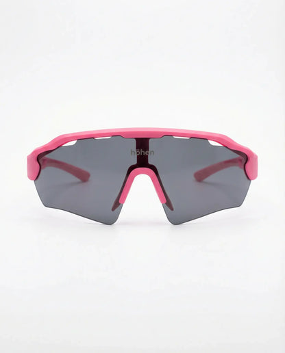 Magenta sports sunglasses from höhen Aero with dark lens, ultra-light aerodynamic design for cycling and outdoor sports.