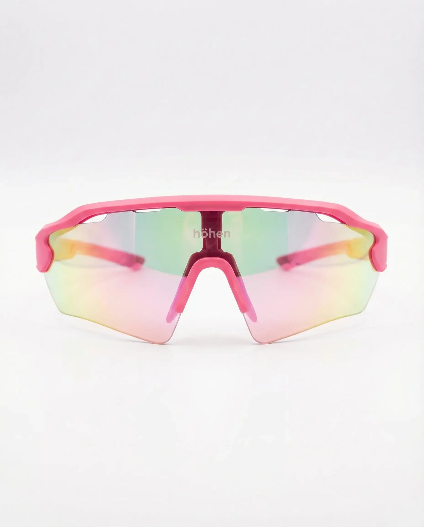 The höhen Aero pink sports sunglasses with mirrored gradient lens, ultra-light aerodynamic design for cycling and outdoor sports.