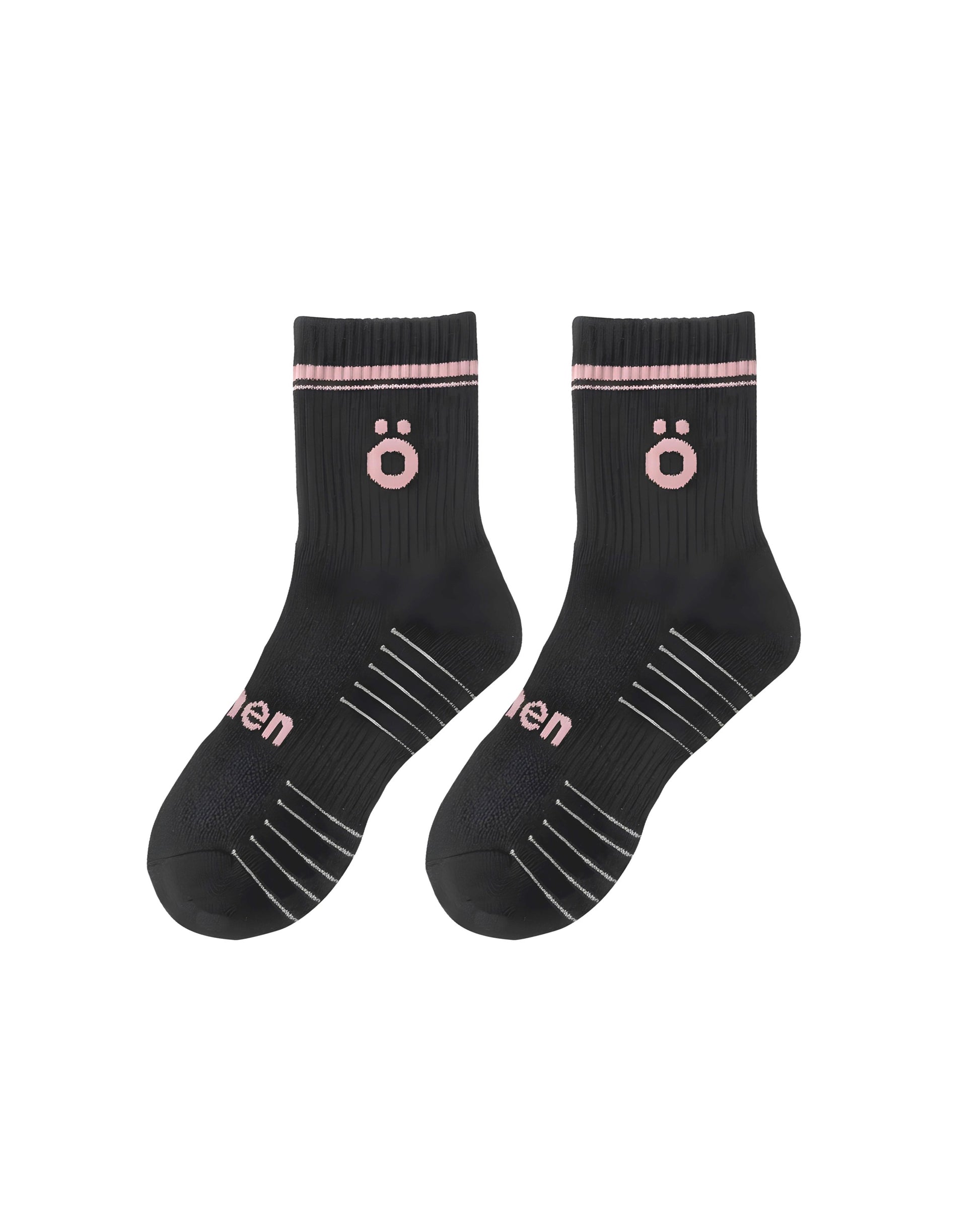 Pair of black höhen sports socks for women, technical design with support and comfortable fit for training
